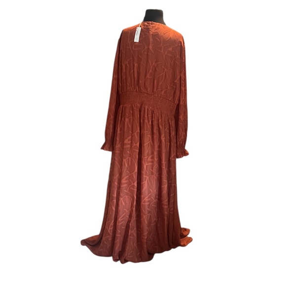 Baltic‎ Born Chiffon Textured Long Sleeve Floral Women's Maxi Dress In Rust, NWT - Picture 7 of 11